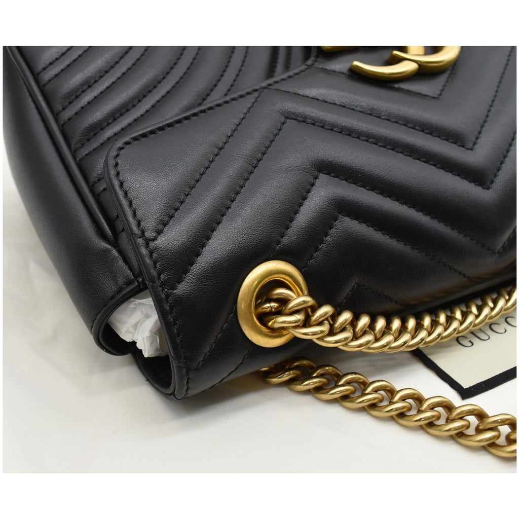 GUCCI Gucci Marmont Small Matelasse Leather Crossbody Bag Black 443497