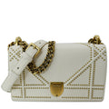 CHRISTIAN DIOR Small Diorama Studded Leather Flap Shoulder Bag White