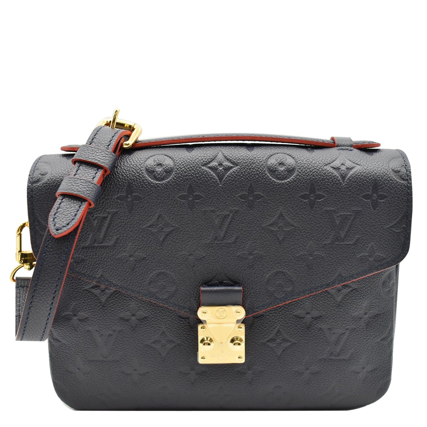 LOUIS VUITTON Metis Pochette Empreinte Leather Crossbody Bag Blue