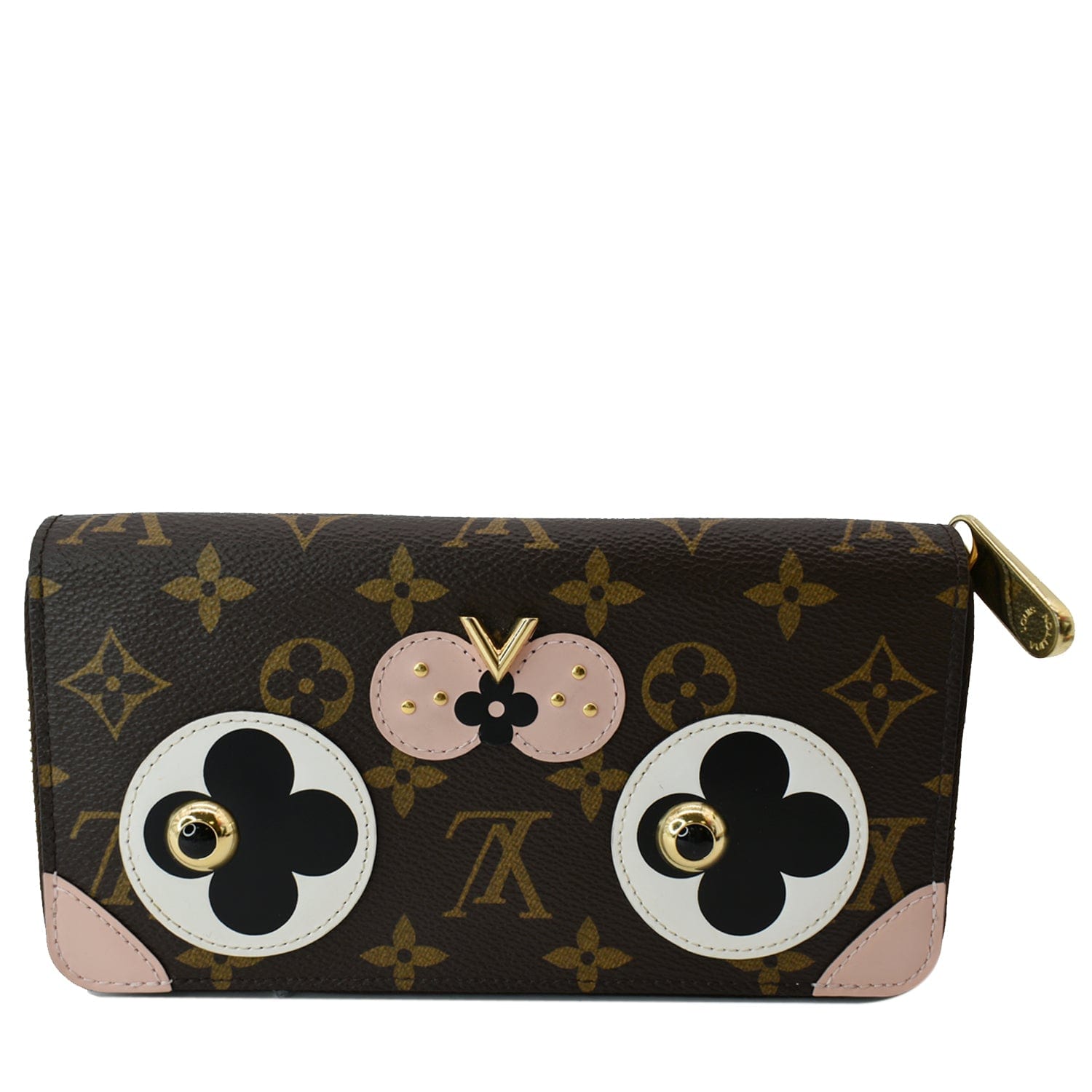 LOUIS VUITTON Valentine Dog Zippy Monogram Canvas Wallet Brown