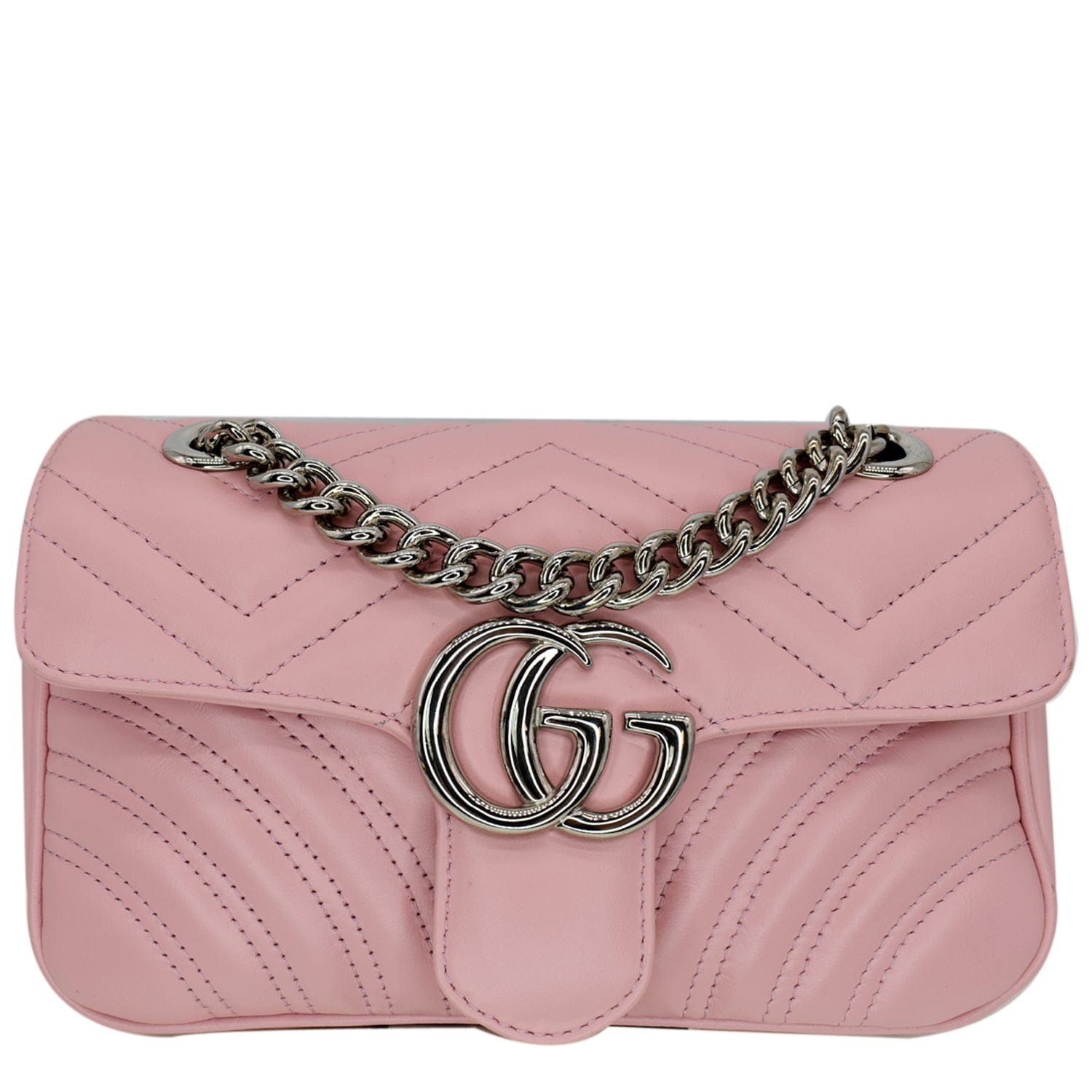 GUCCI Gucci Marmont Mini MatelassÃ© Leather Shoulder Crossbody Bag Pastel Pink 446744