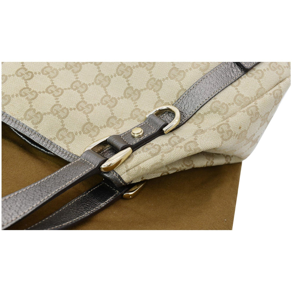 GUCCI Medium Abbey Gucci Canvas Shoulder Bag Beige 130736