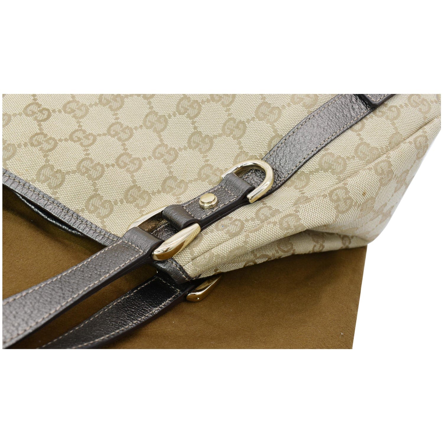 GUCCI Medium Abbey Gucci Canvas Shoulder Bag Beige 130736