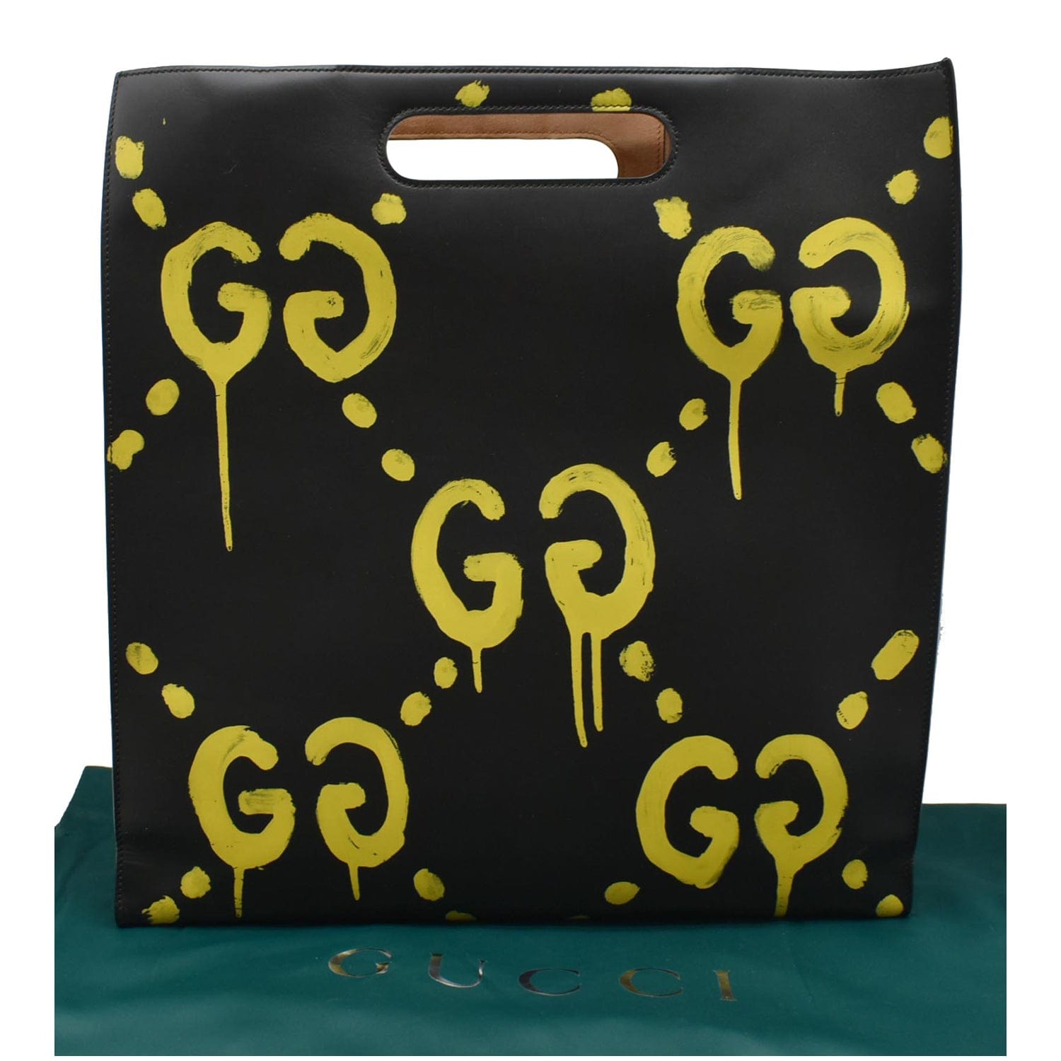 GUCCI Ghost  Large XL  Leather Tote Bag Black 415883