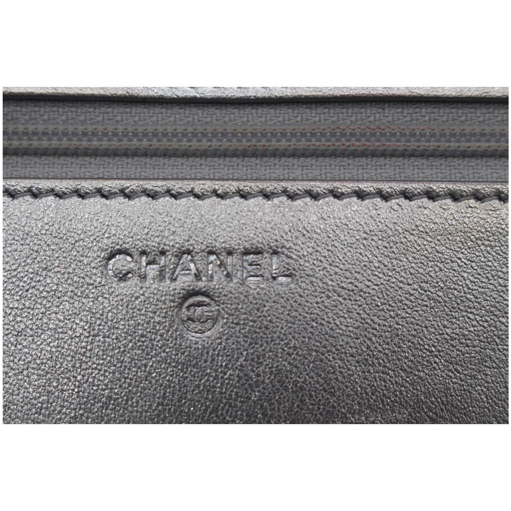 Chanel Trendy CC Quilted Leather Wallet on Chain Crossbody Bag Silver