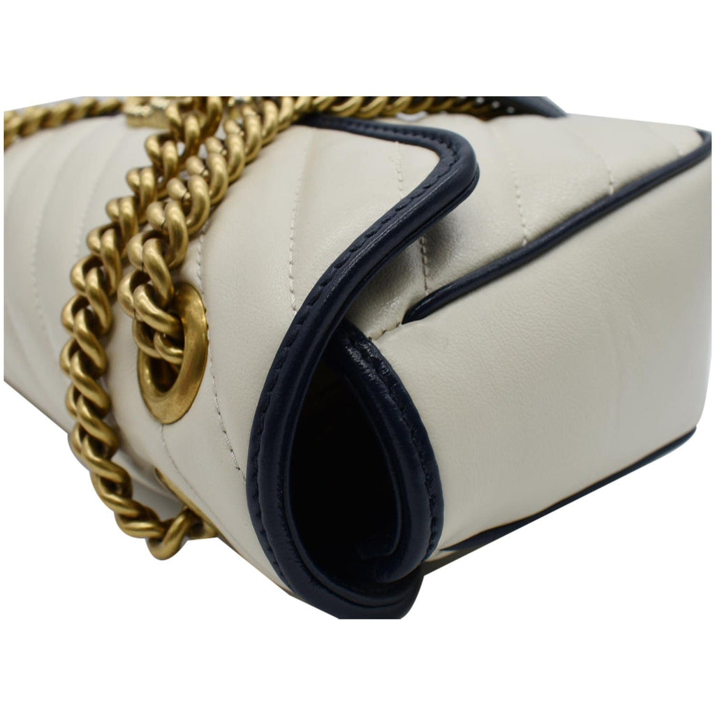 GUCCI Torchon Gucci Marmont Small  Matelasse Shoulder Bag White