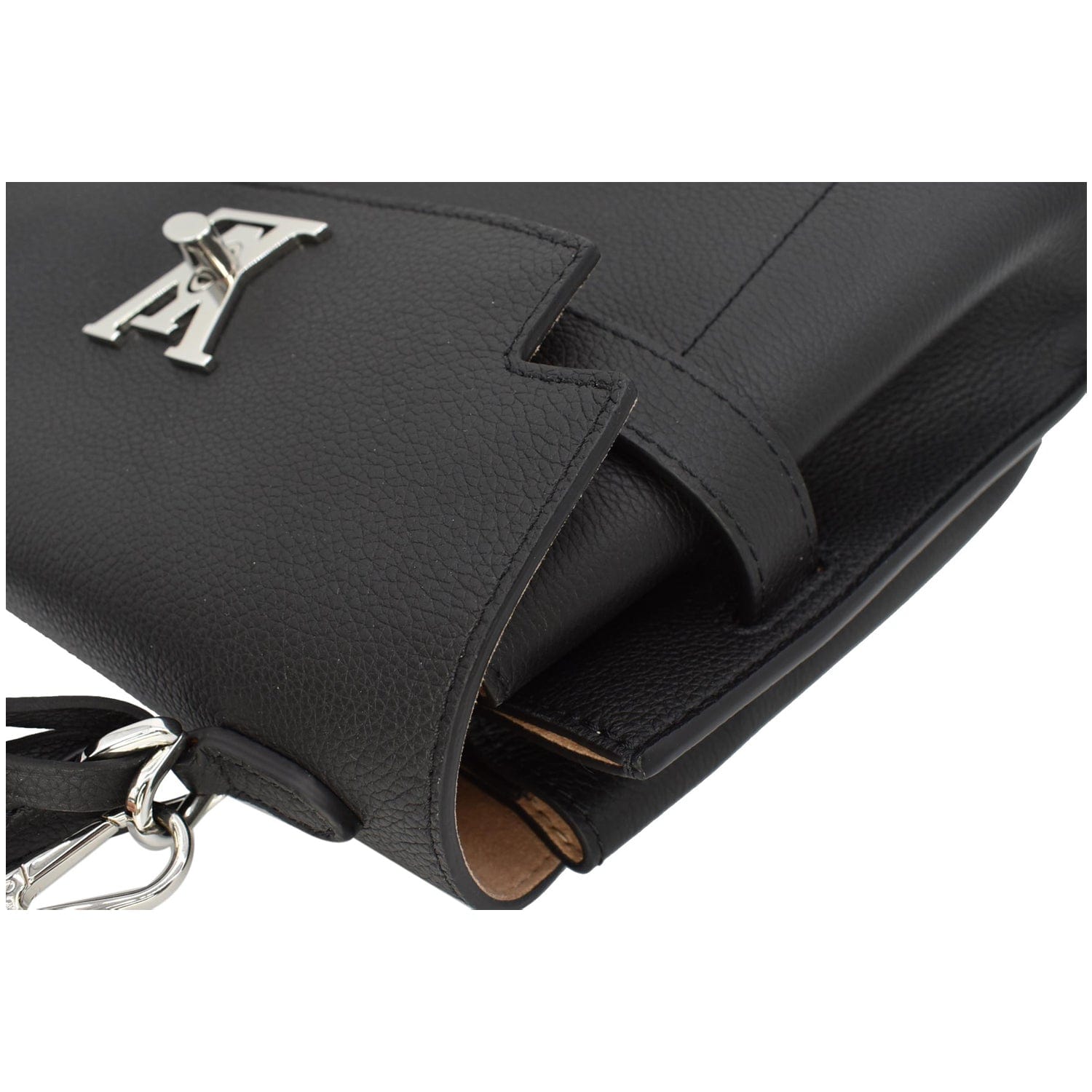 LOUIS VUITTON Lockme Ever BB Pebbled Leather Crossbody Bag Black