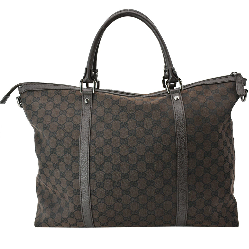 GUCCI Gucci Guccissima Canvas Leather Tote Brown 339550