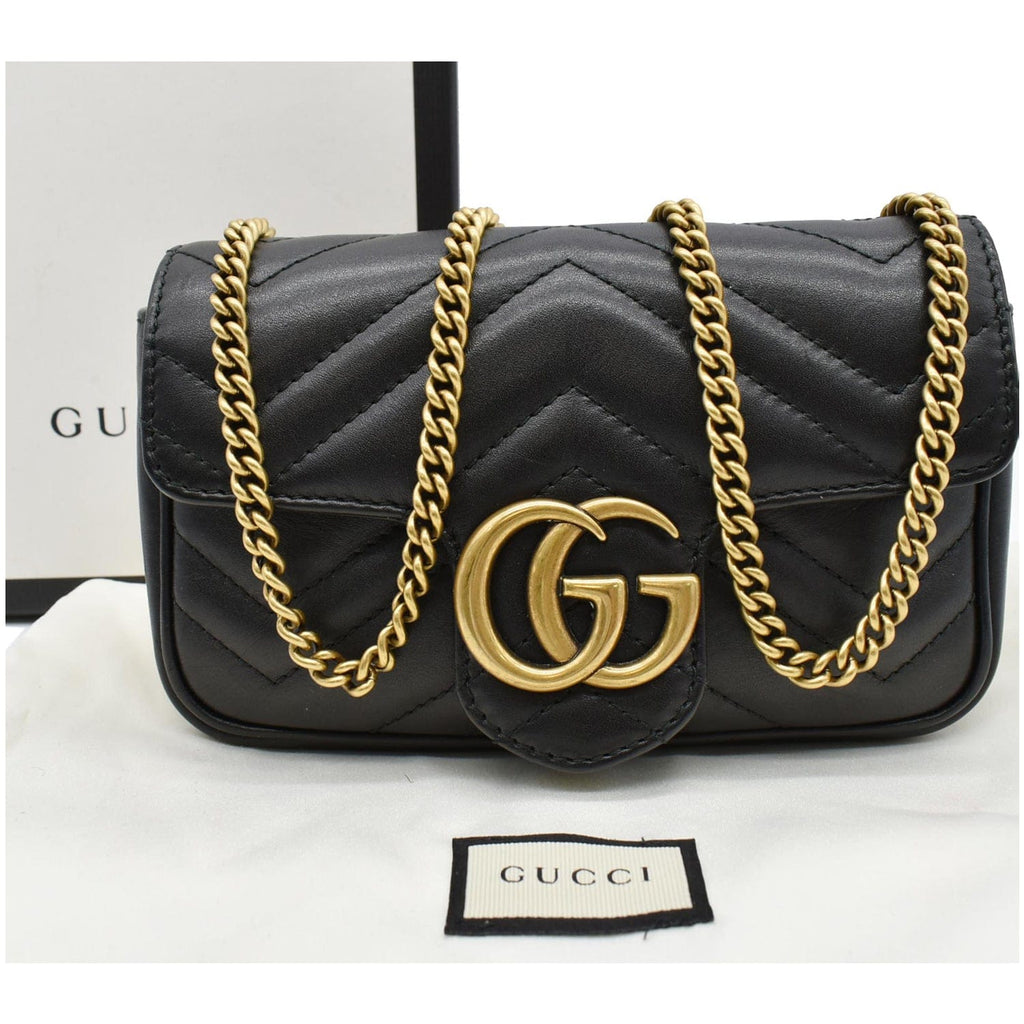 GUCCI Gucci Marmont Matelasse Leather Super Mini Crossbody Bag Black