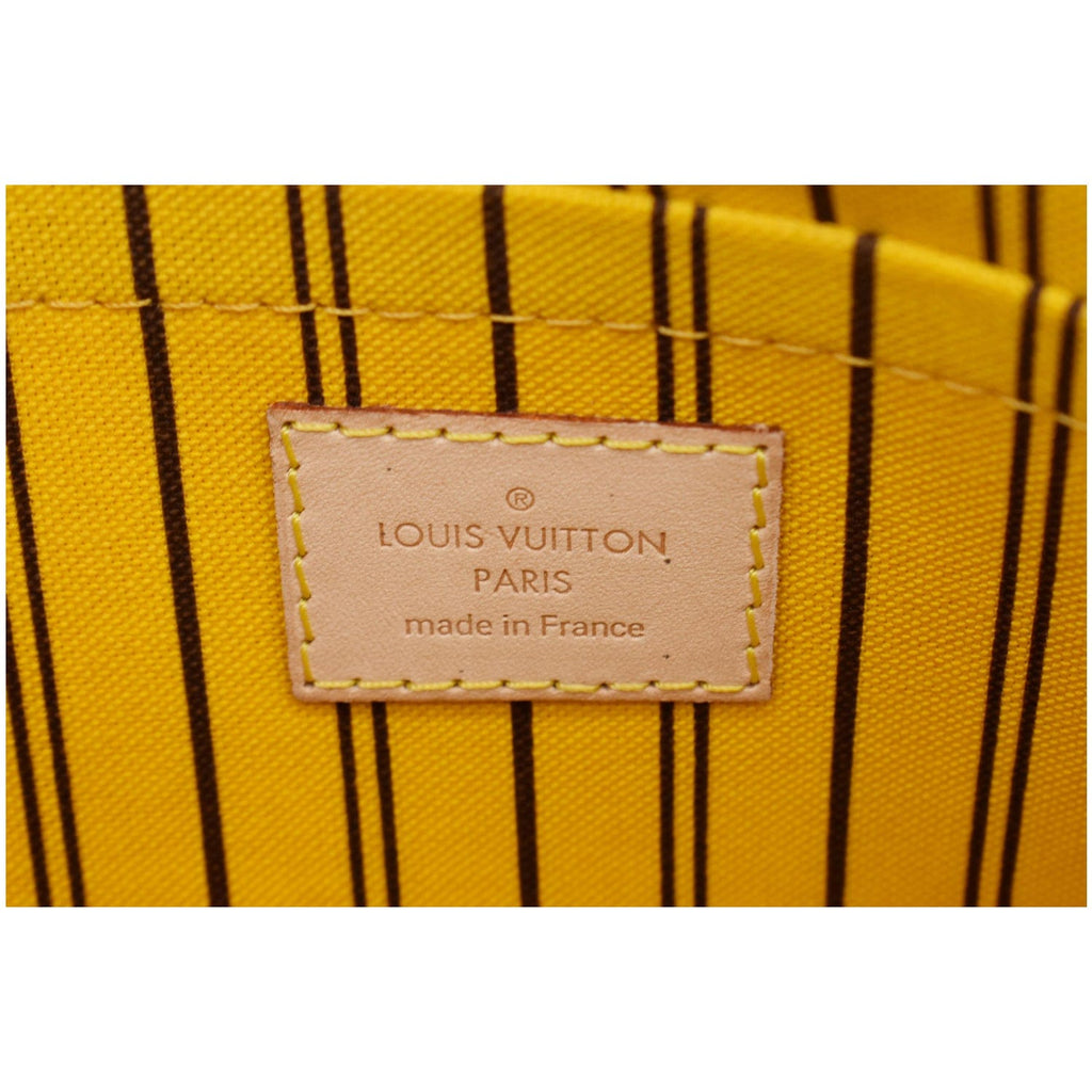 LOUIS VUITTON Neverfull MM Monogram Canvas Pochette Wristlet Pouch Brown