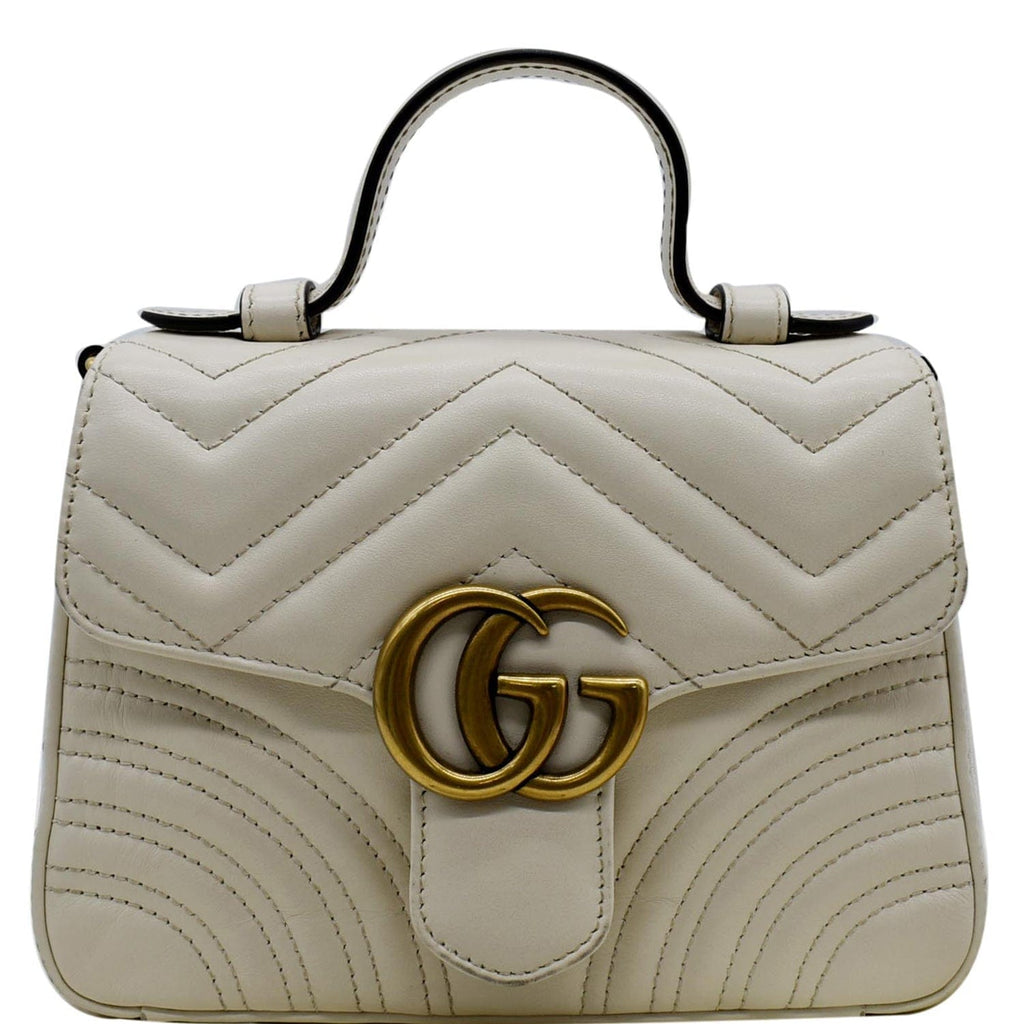 GUCCI Gucci Marmont Mini Top Handle Shoulder Bag White 547260