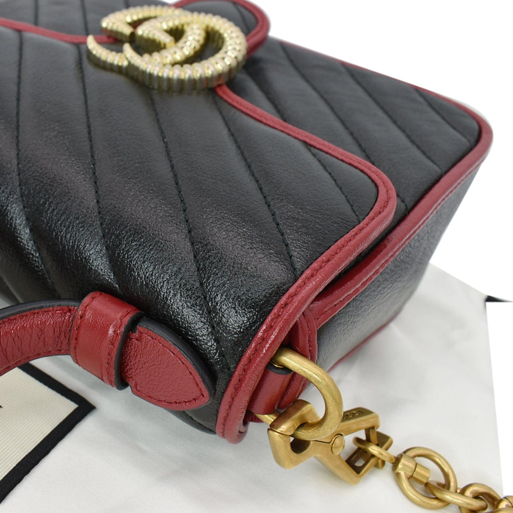 GUCCI Gucci Torchon Marmont Mini Top Handle Crossbody Bag 583571 Black/Cerise - Hot Deals