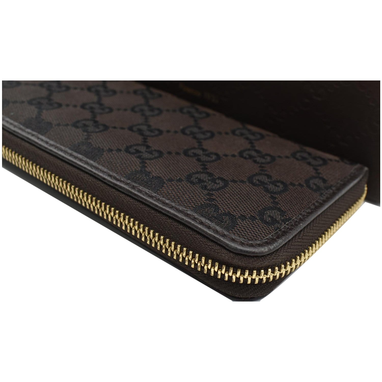 GUCCI Gucci Canvas Zip Around Wallet Brown 268917