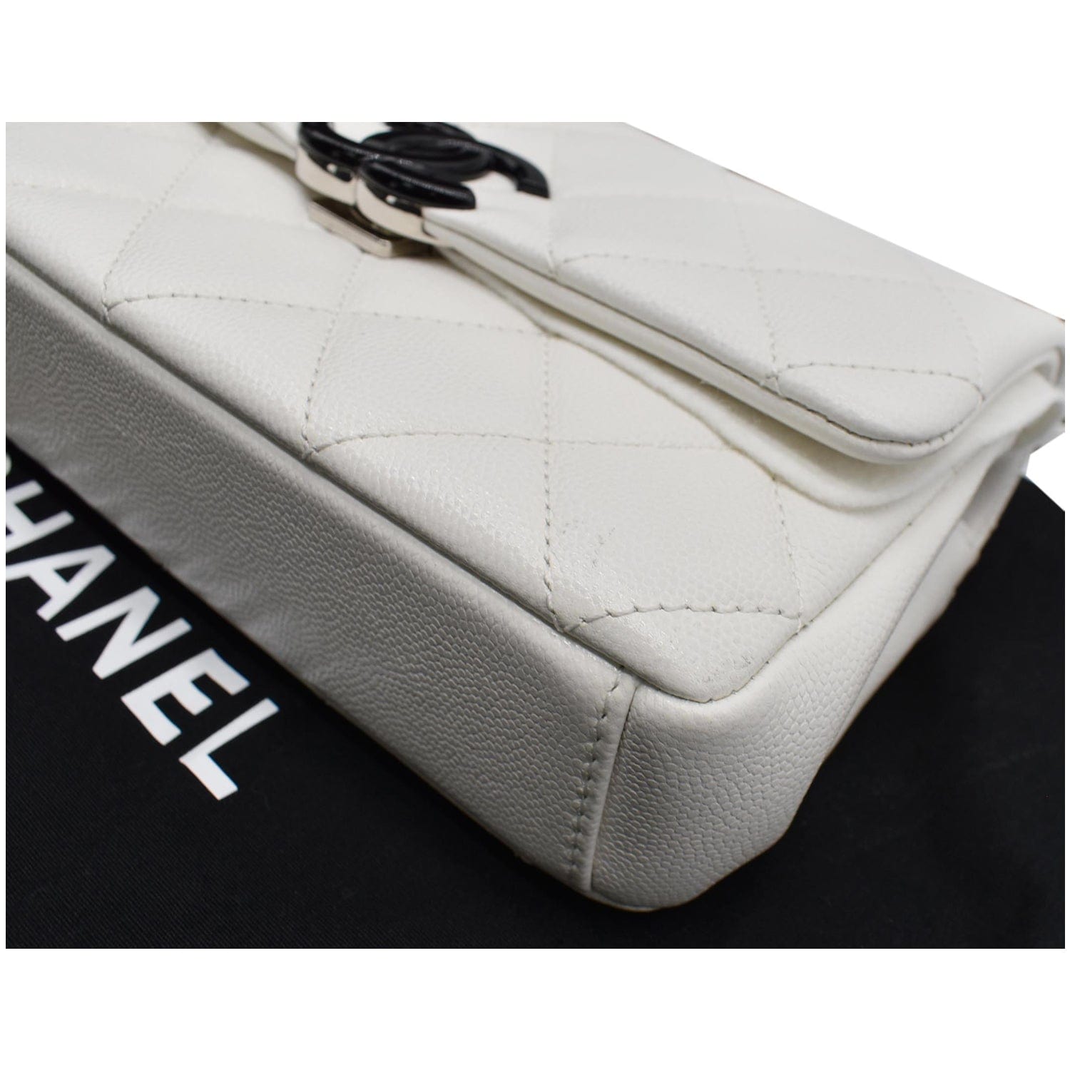 Chanel My Everything Small Caviar Quilted Leather Flap Shoulder Bag White
