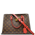 LOUIS VUITTON Flower Monogram Canvas Tote Bag Red