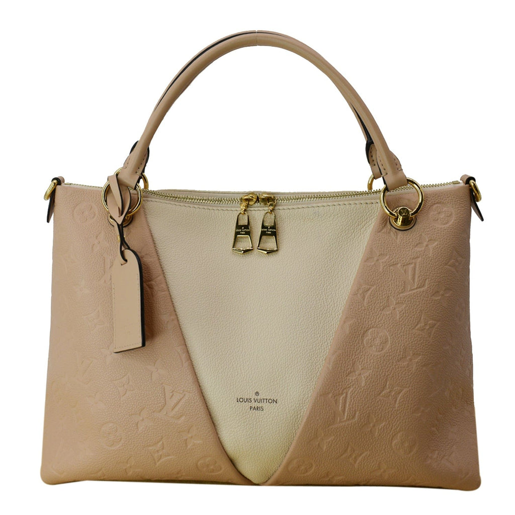 LOUIS VUITTON V MM Monogram Empreinte Tote Shoulder Bag Rose