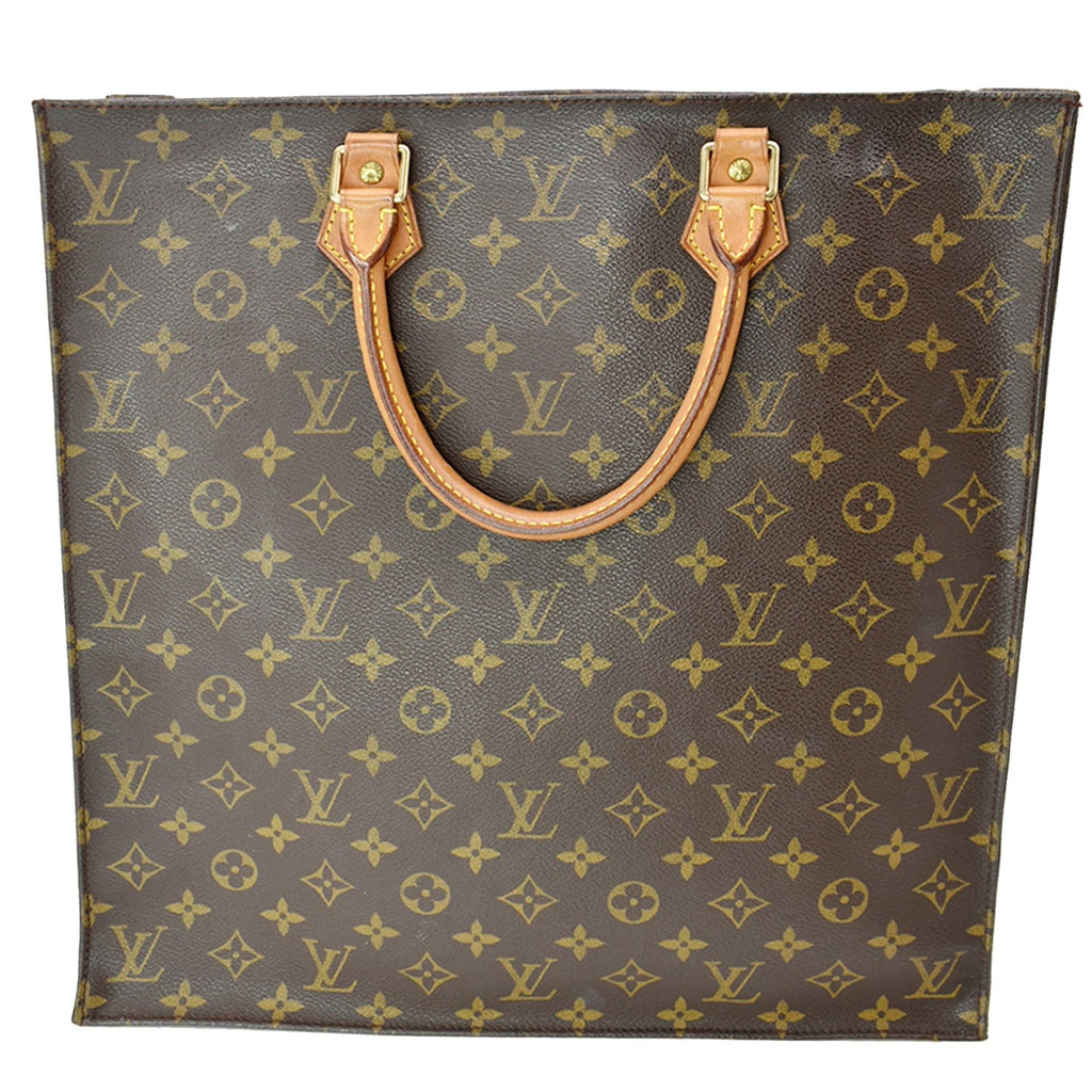 LOUIS VUITTON Sac Plat Monogram Canvas Tote Bag Brown