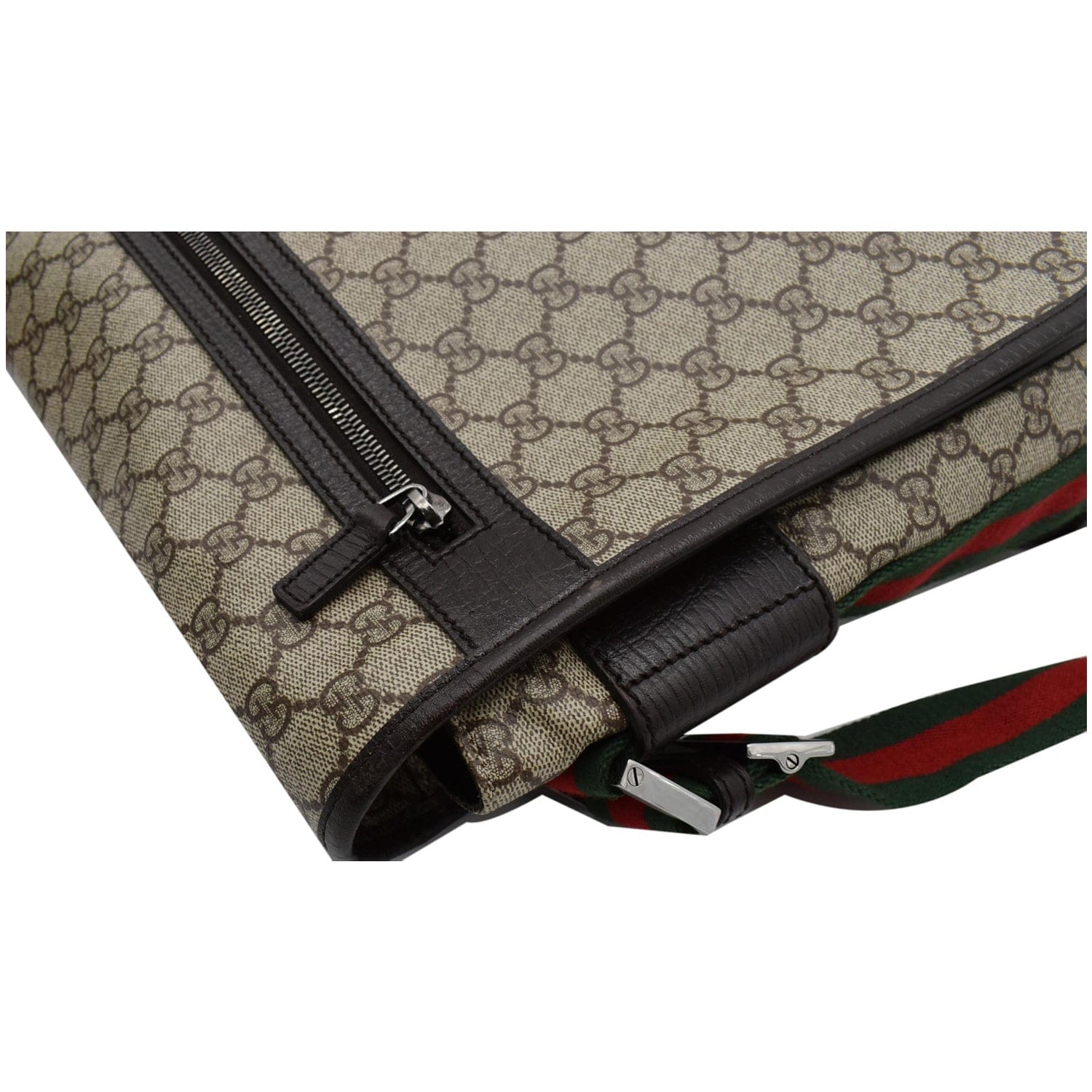 GUCCI Gucci  Web Canvas Messenger Bag Beige/Ebony 189748