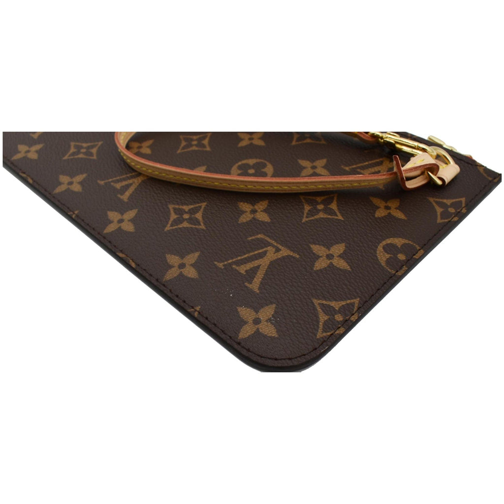 LOUIS VUITTON Neverfull MM Monogram Canvas Pochette Wristlet Pouch Brown