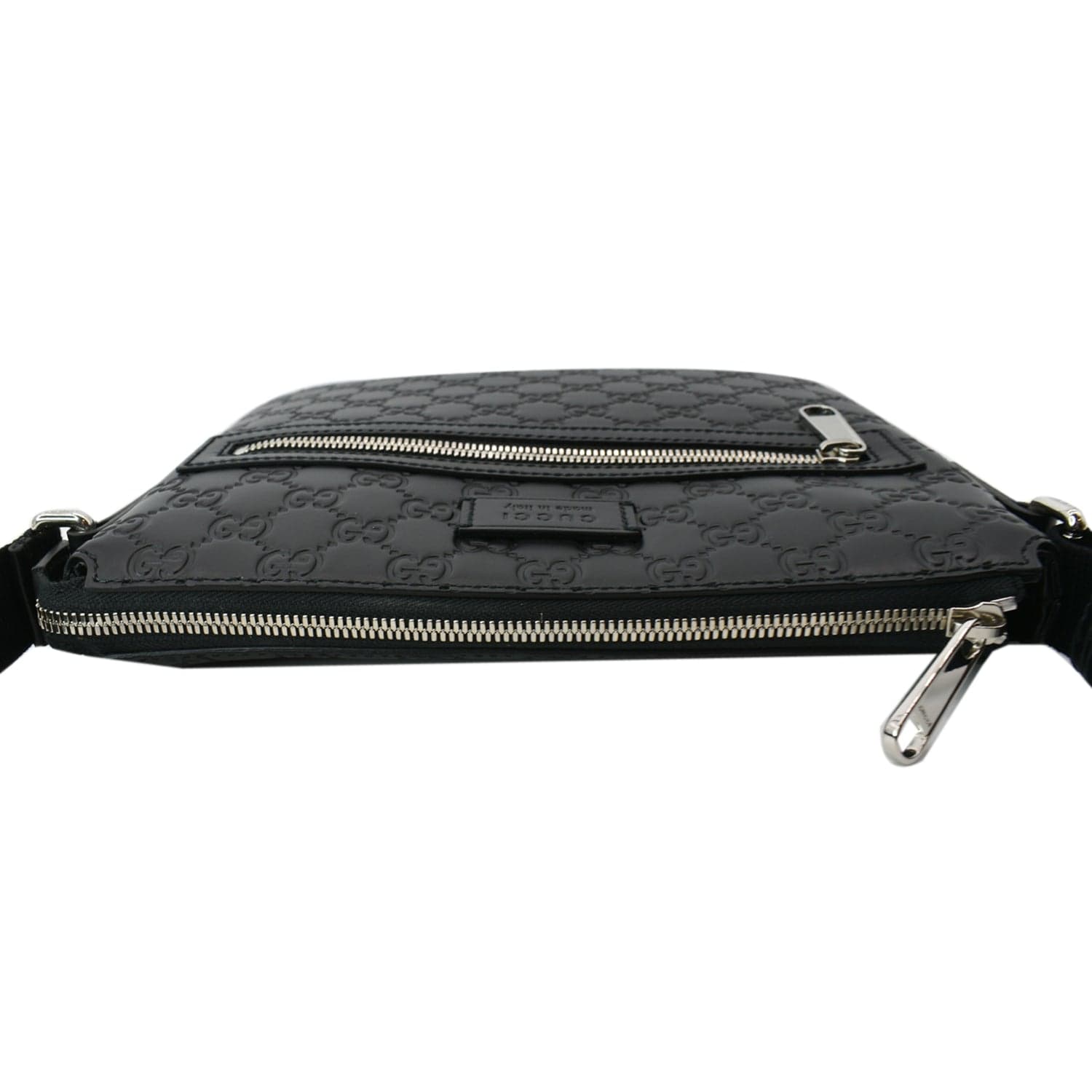 GUCCI Gucci Signature Leather Black Messenger Bag 406410