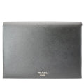 PRADA Document Holder Saffiano Leather Pouch Black