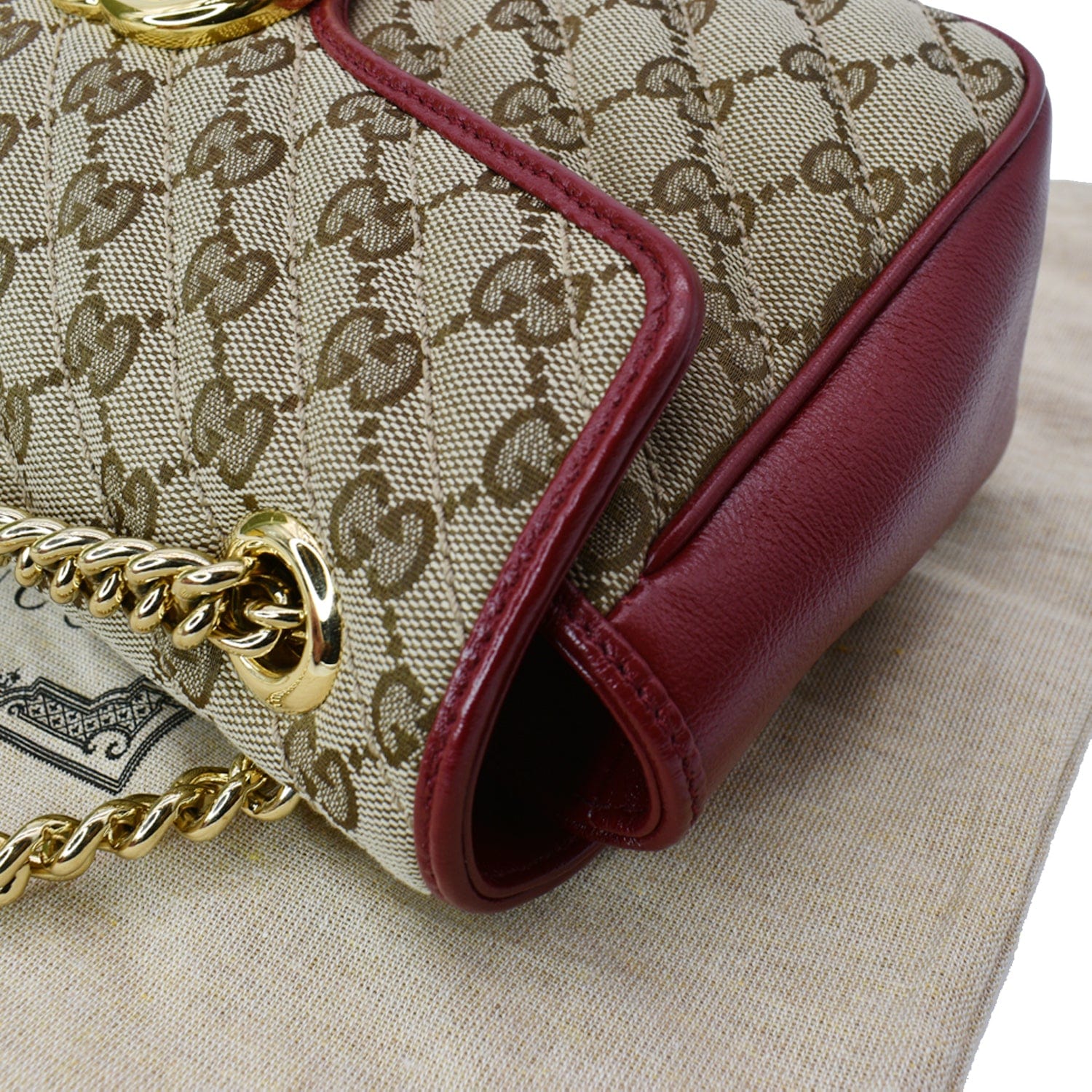 GUCCI Gucci Marmont Small Matelasse Canvas Shoulder Bag Beige 443497