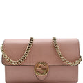 GUCCI Dollar Interlocking G  Leather Chain Wallet Crossbody Bag Soft Pink 510314