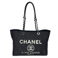Chanel Deauville Medium Denim Leather Tote Bag Dark Blue