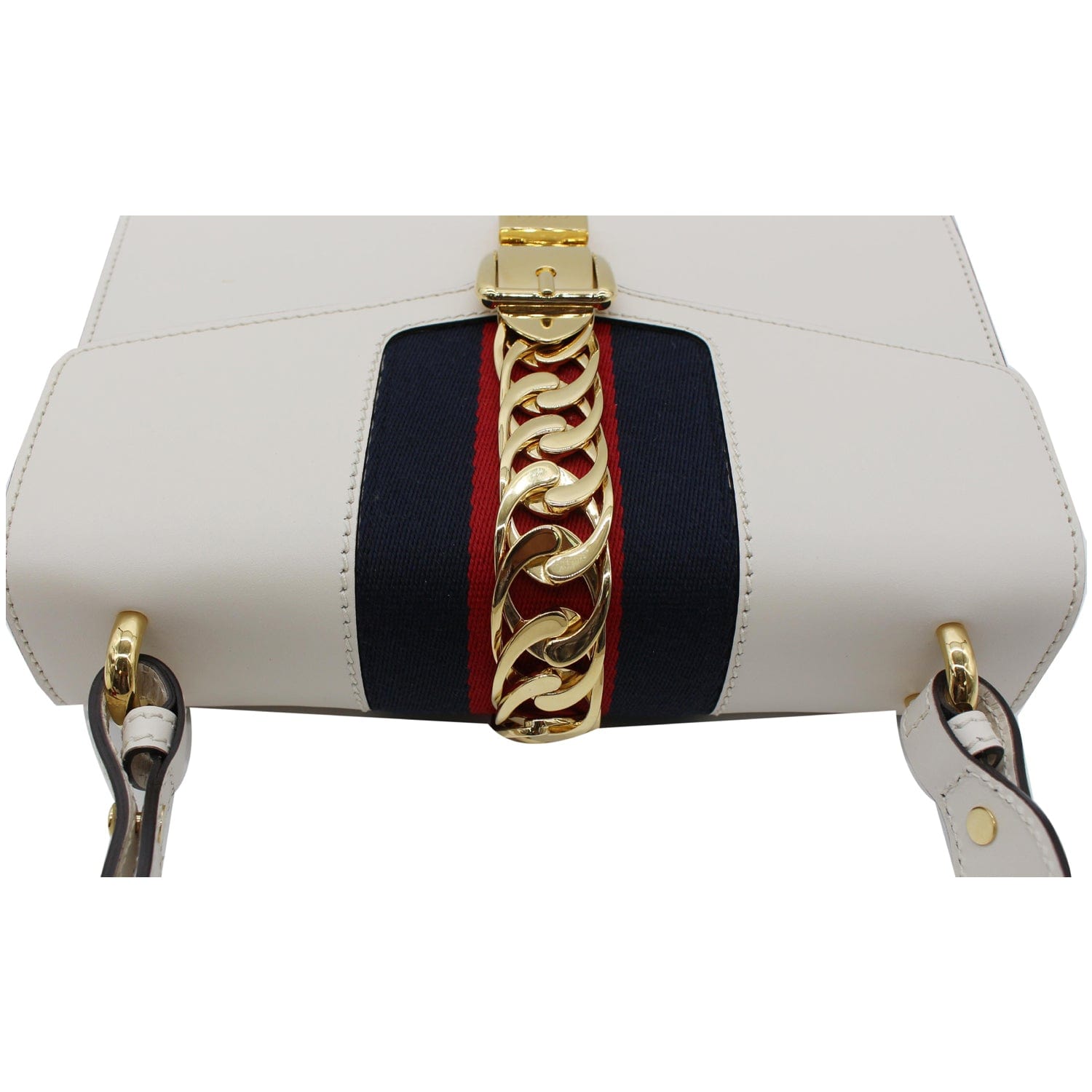 GUCCI Sylvie Small  Top Handle Bag White 421828