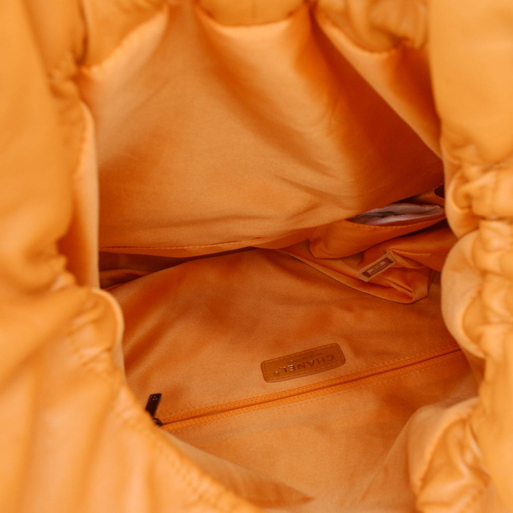 Chanel Classic Flap Drawstring Quilted  Leather Shopper Shoulder Bag Orange - Hot Deals