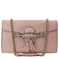 GUCCI Emily Medium Gucci Guccissima Leather Chain Shoulder Bag Light Pink 449635