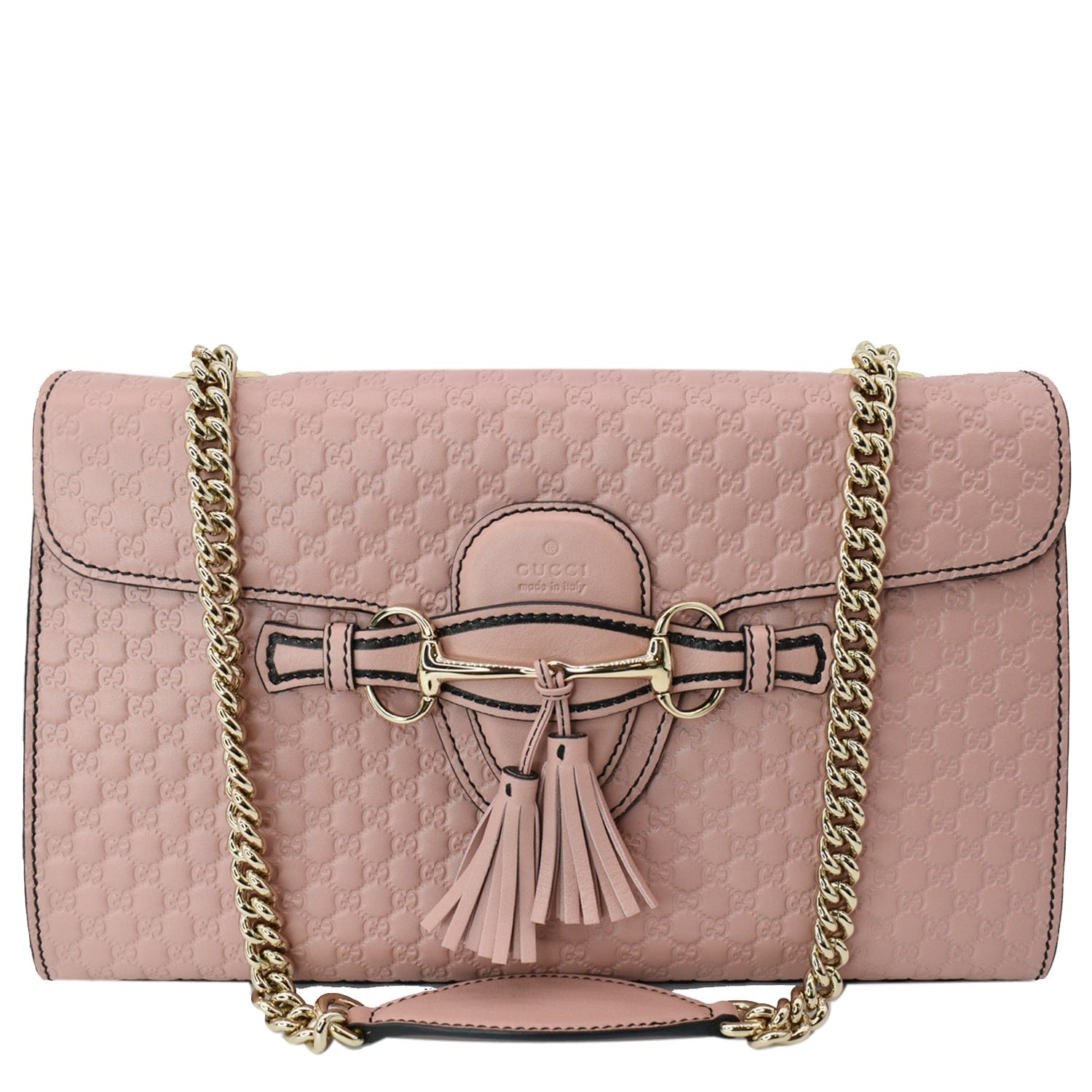 GUCCI Emily Medium Gucci Guccissima Leather Chain Shoulder Bag Light Pink 449635