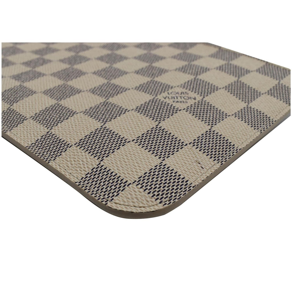 LOUIS VUITTON Neverfull MM Damier Azur Pochette Wristlet Pouch White