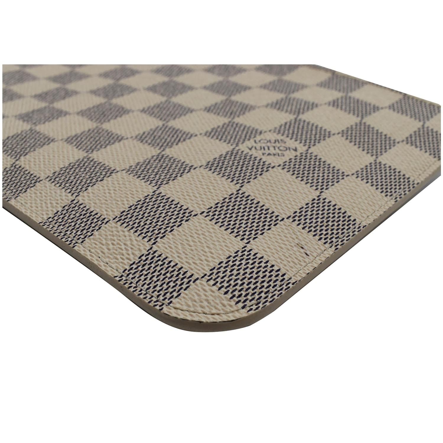LOUIS VUITTON Neverfull MM Damier Azur Pochette Wristlet Pouch White