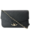 Chanel Thread Around Caviar Leather Chain Flap Crossbody Bag Black