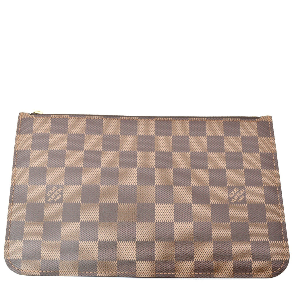 LOUIS VUITTON Neverfull MM Damier Ebene Pochette Wristlet Pouch Brown