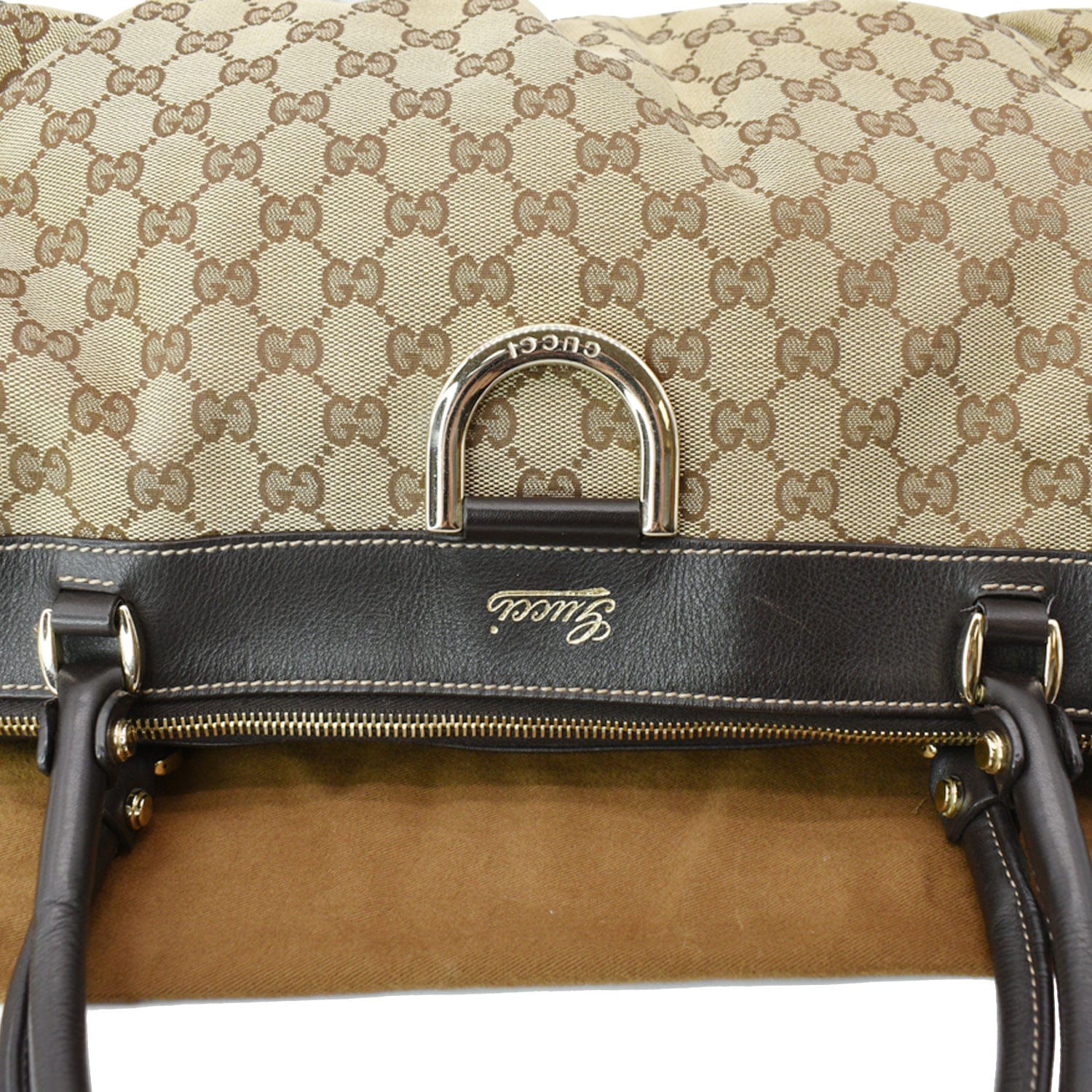 GUCCI D Ring Gucci Canvas Tote Bag Beige 189831