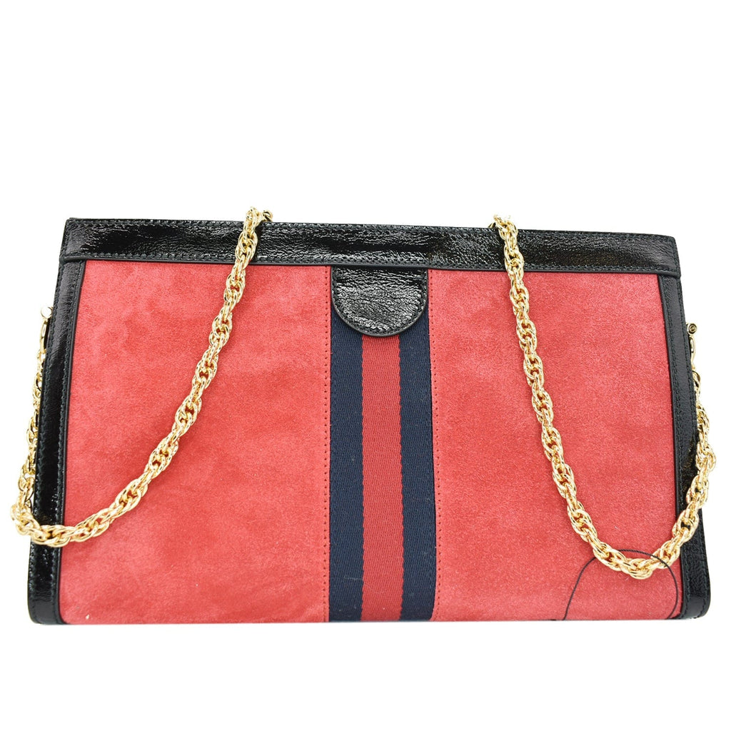 GUCCI Ophidia Gucci Medium Web Suede Leather Shoulder Bag Red 503876  - Hot Deals
