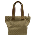 GUCCI Sherry Gucci Canvas Leather Tote Bag Beige 131231