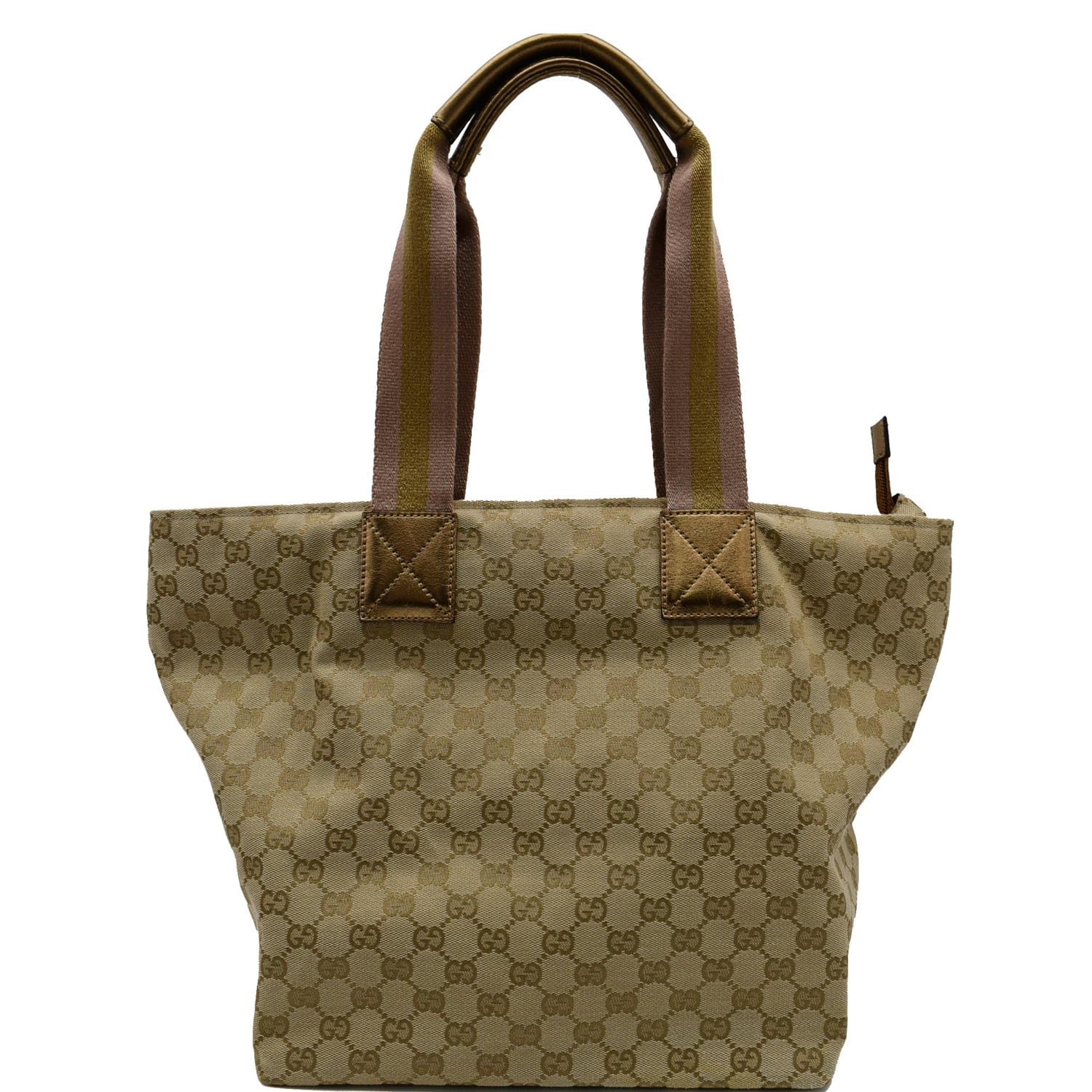 GUCCI Sherry Gucci Canvas Leather Tote Bag Beige 131231