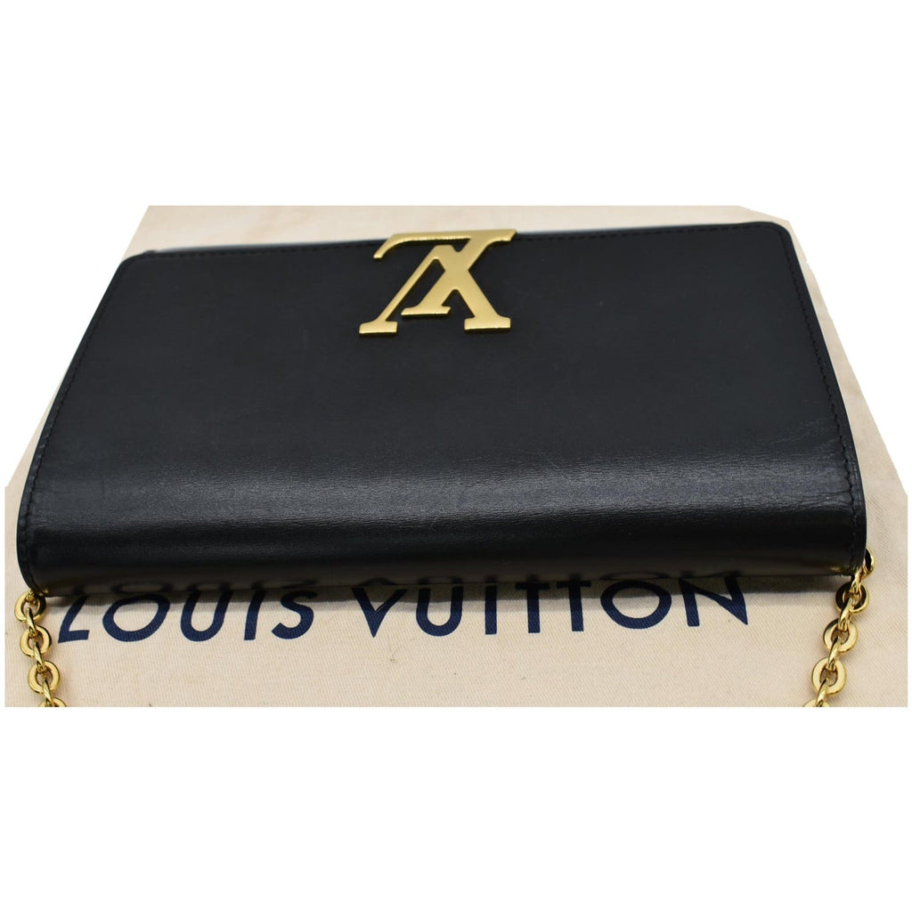 LOUIS VUITTON Chain Louise GM  Leather Shoulder Bag Black