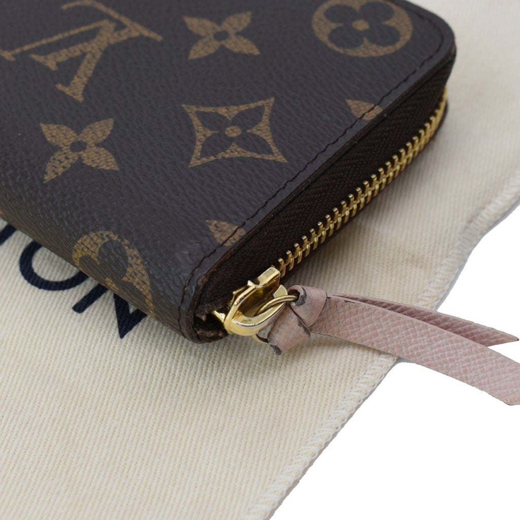 LOUIS VUITTON Clemence Monogram Canvas Zippy Wallet Brown