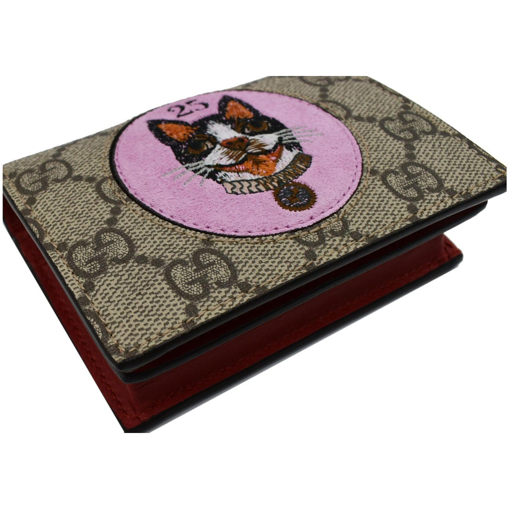 GUCCI Bosco Patch Gucci Supreme Canvas Card Case Wallet Beige 506277