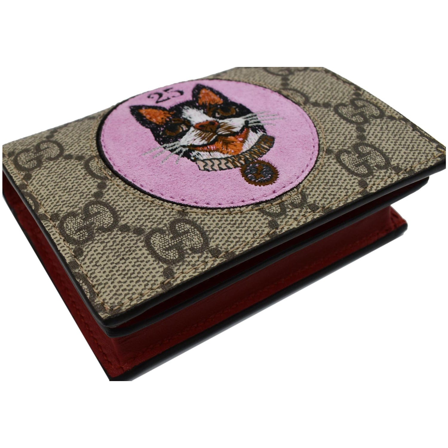 GUCCI Bosco Patch Gucci Supreme Canvas Card Case Wallet Beige 506277