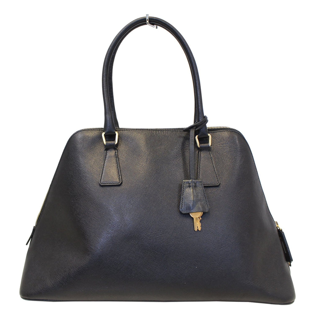 PRADA Saffiano Dome Black Leather Satchel Bag