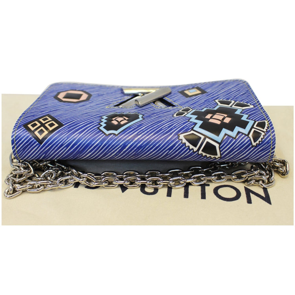 LOUIS VUITTON Twist Chain Denim Wallet Epi Azteque Stickers Crossbody Bag
