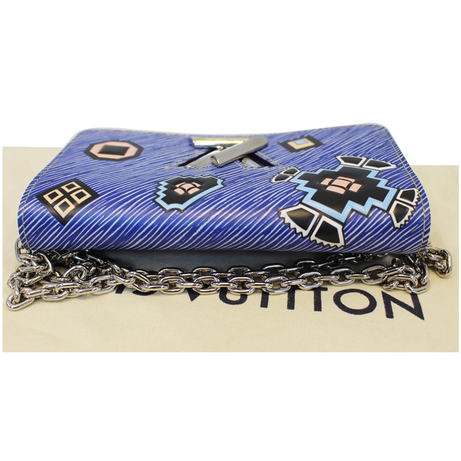 LOUIS VUITTON Twist Chain Denim Wallet Epi Azteque Stickers Crossbody Bag