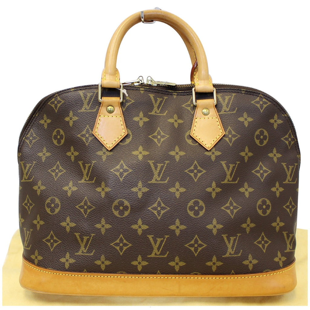 LOUIS VUITTON Alma Monogram Canvas Satchel Bag Brown
