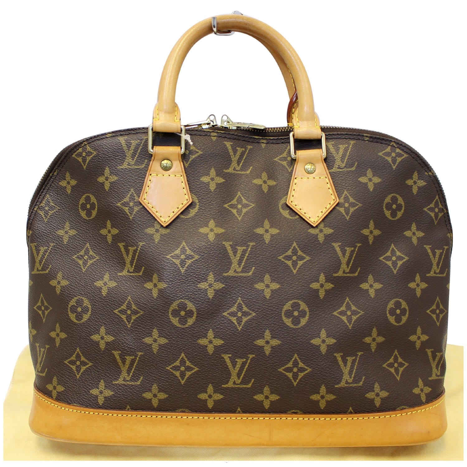 LOUIS VUITTON Alma Monogram Canvas Satchel Bag Brown