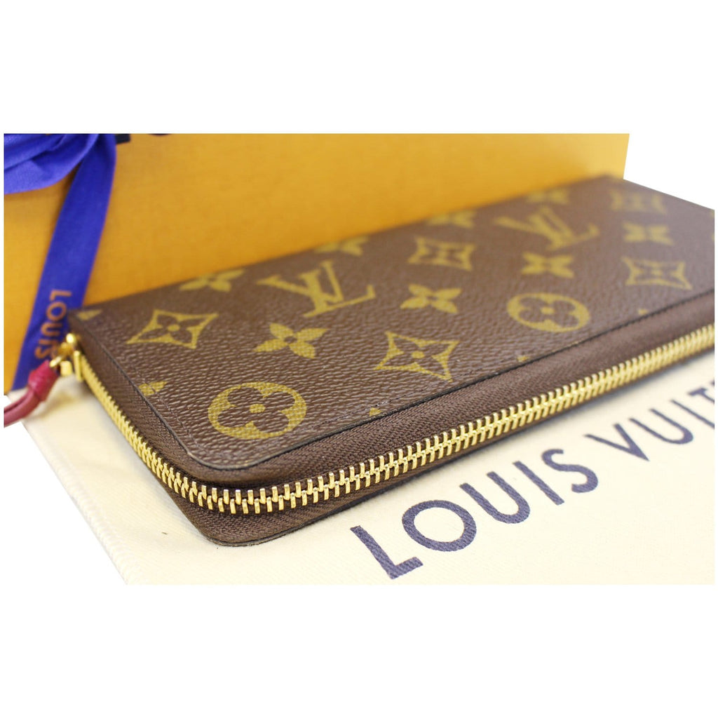 LOUIS VUITTON Clemence Monogram Canvas Wallet Brown